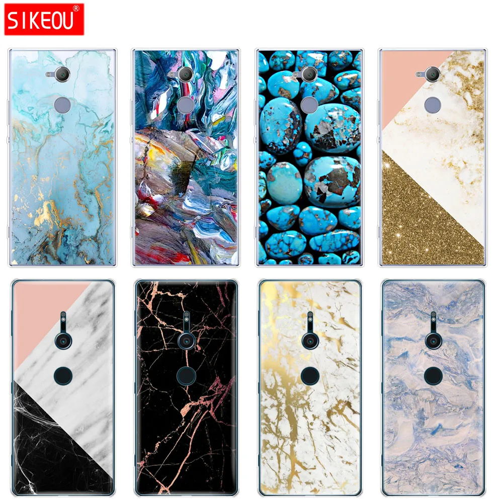 Силиконовый чехол для телефона sony xperia XA1 XA2 ULTRA PLUS L1 L2 XZ1 XZ2 compact XZ PREMIUM gold marble
