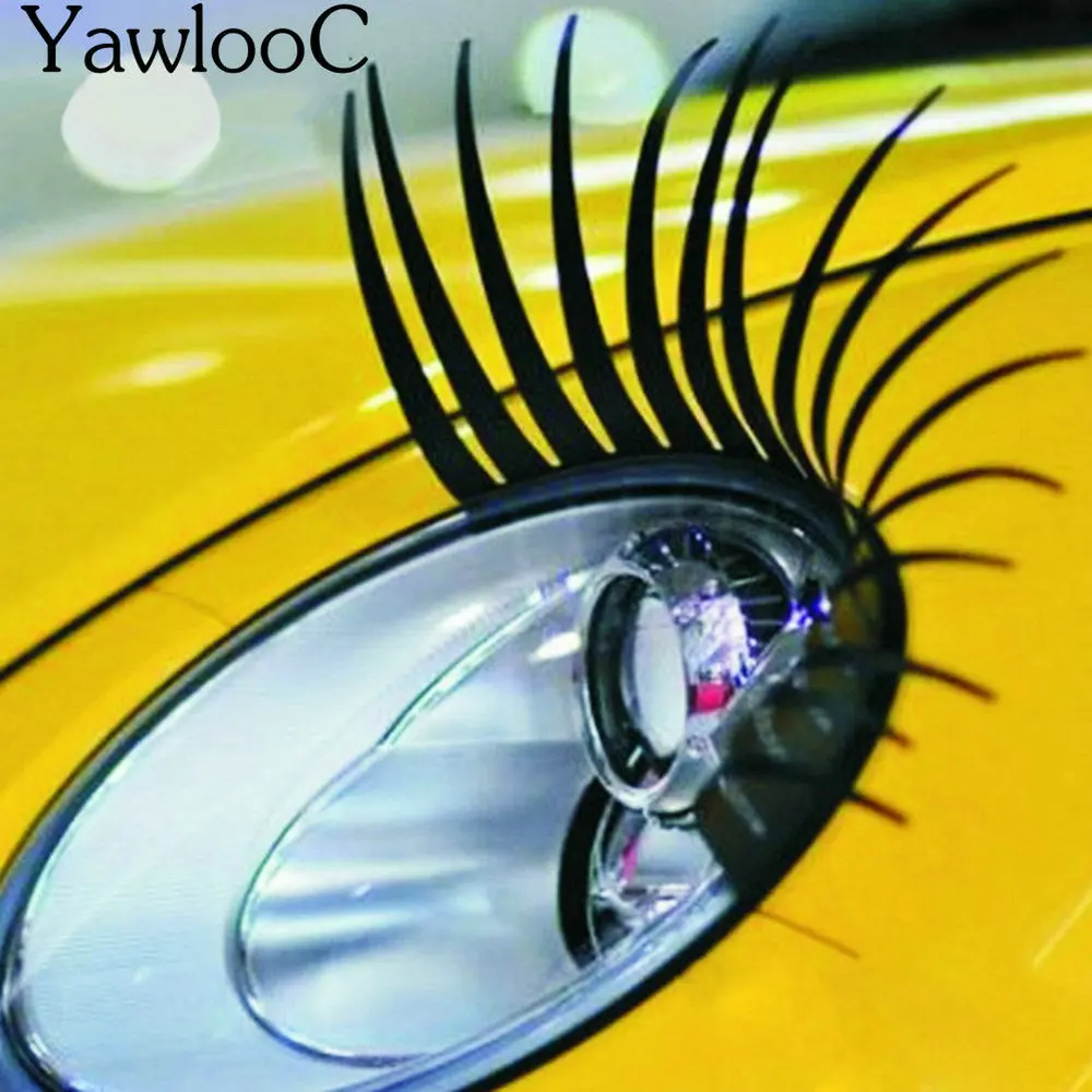 

1 Pair Charming Black False Eyelashes Car Stickers and Decals Headlight Decoration Car Styling Automobile 3D Eye Lash Sticker