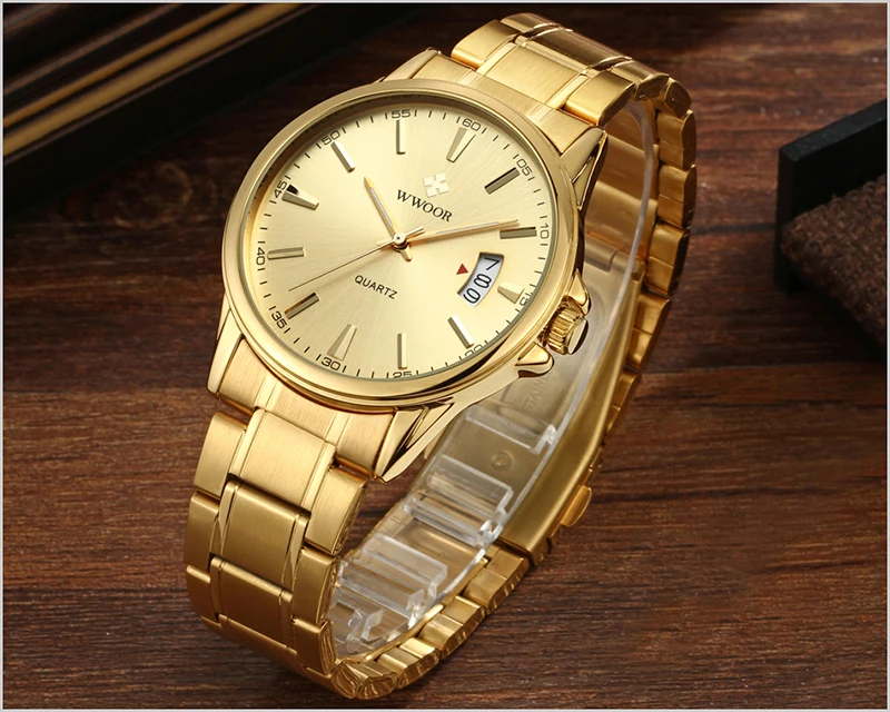 Мужские часы Relogio Masculino,, роскошный бренд wwoor, золотые мужские наручные часы, мужские водонепроницаемые спортивные часы с датой, деловые мужские часы