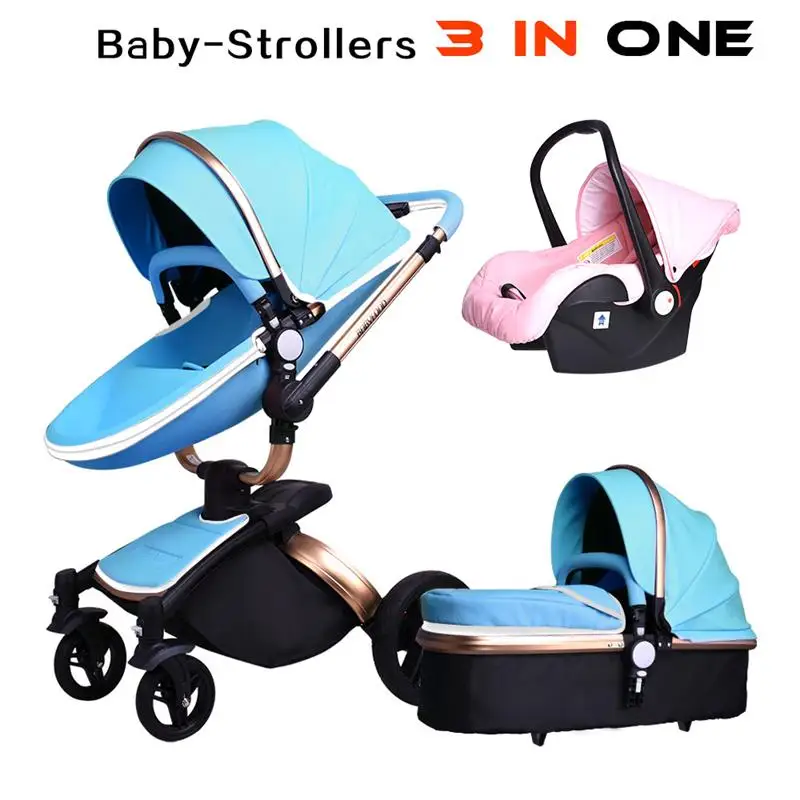 Babyfond Роскошная детская коляска 3 в 1 цвет Европейская коляска костюм для лежа и сиденья aulon - Цвет: D