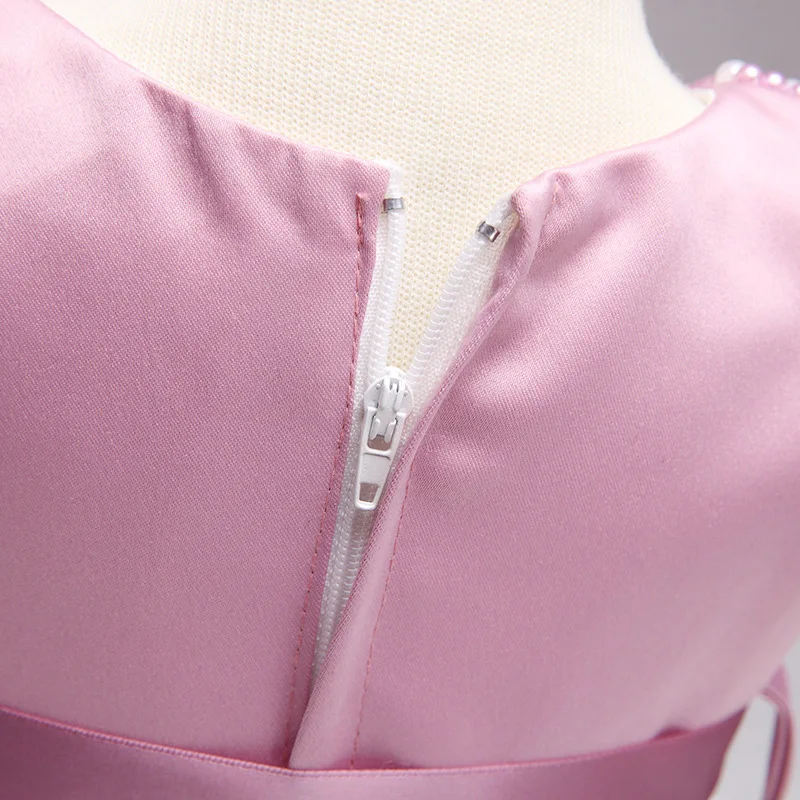 Baby Girl Toddler Dress Girl Beaded Bow Dress Kid Wedding Dress Child Birthday Party Dress