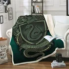 Зеленое бархатное плюшевое покрывало с 3D принтом в виде змеи, Флисовое одеяло, покрывало, покрывало на диван, покрывало, дорожное молодежное постельное белье