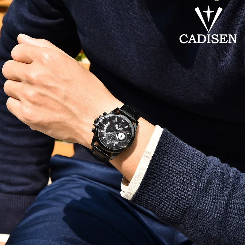 C9016 CADISEN мужские часы Топ люксовый бренд военные спортивные для отдыха