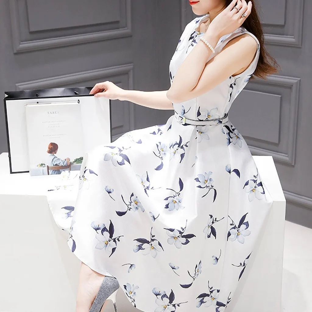 Женские вечерние платья миди большие юбки с принтом Пляжное Платье круглым