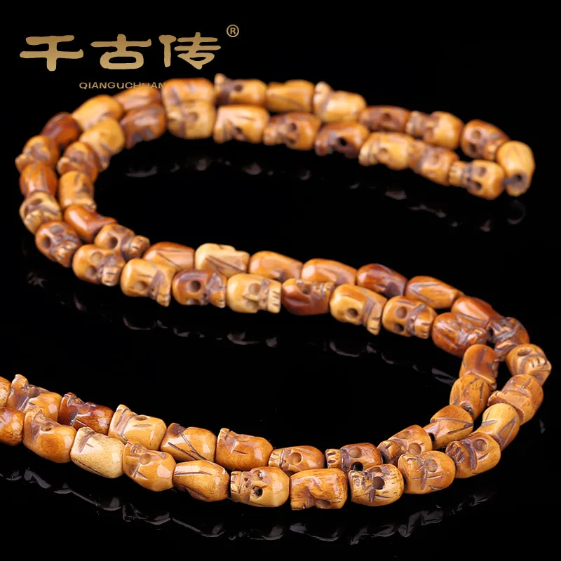 8*11mm Classic Skull Head Handmade Yak Bone Bead Buddhist Meditation 108 Prayer Mala Bracelet/Necklace | Украшения и аксессуары
