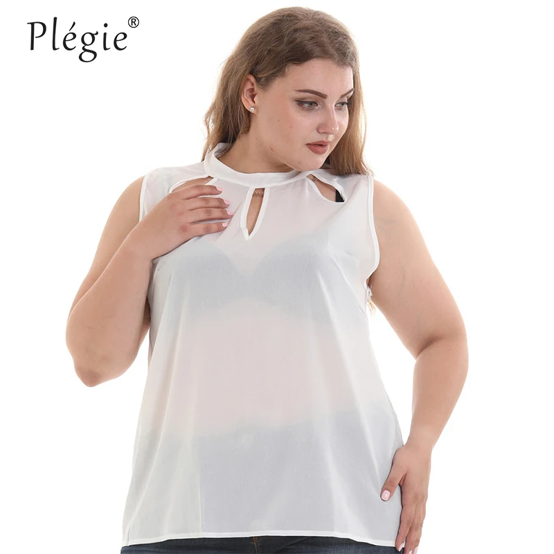Женская блузка без рукавов Plegie большие размеры 5XL 6XL Летние шифоновые топы и