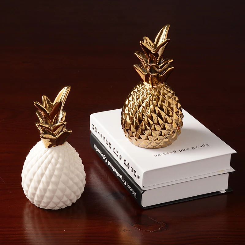 

Modern ceramic pineapple crafts Creative handicraft plant fruit TV ark ornament porcelain figurines Home Decor wedding Gifts