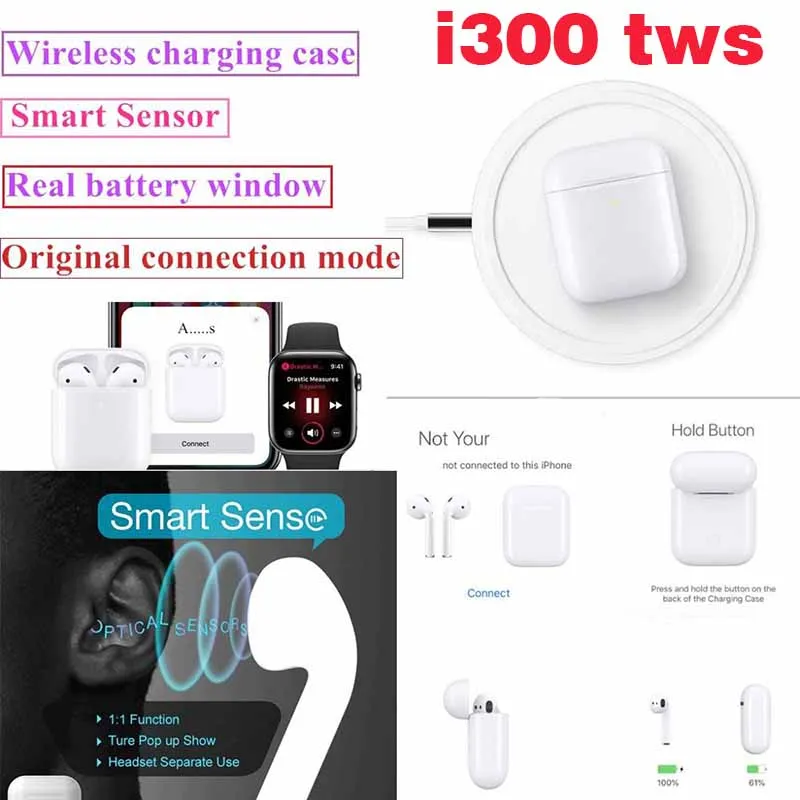 Оригинальные беспроводные наушники i300 TWS 1: 1 Размер Bluetooth 5 0 для ppl pk i80 i90 i77 i100 tws |