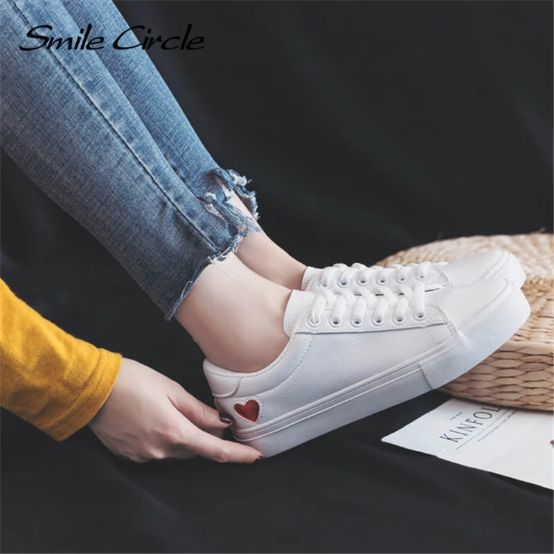 Smile Circle/2018 белые кроссовки на весну/лето женская ультра мягкая повседневная обувь