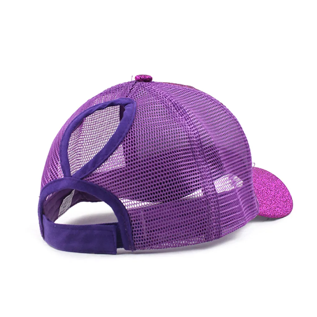 girls cap Ponytail Messy Buns Trucker Plain Baseball Visor Cap Unisex Glitter Hat petten voor mannen cappellini uomo#XP15