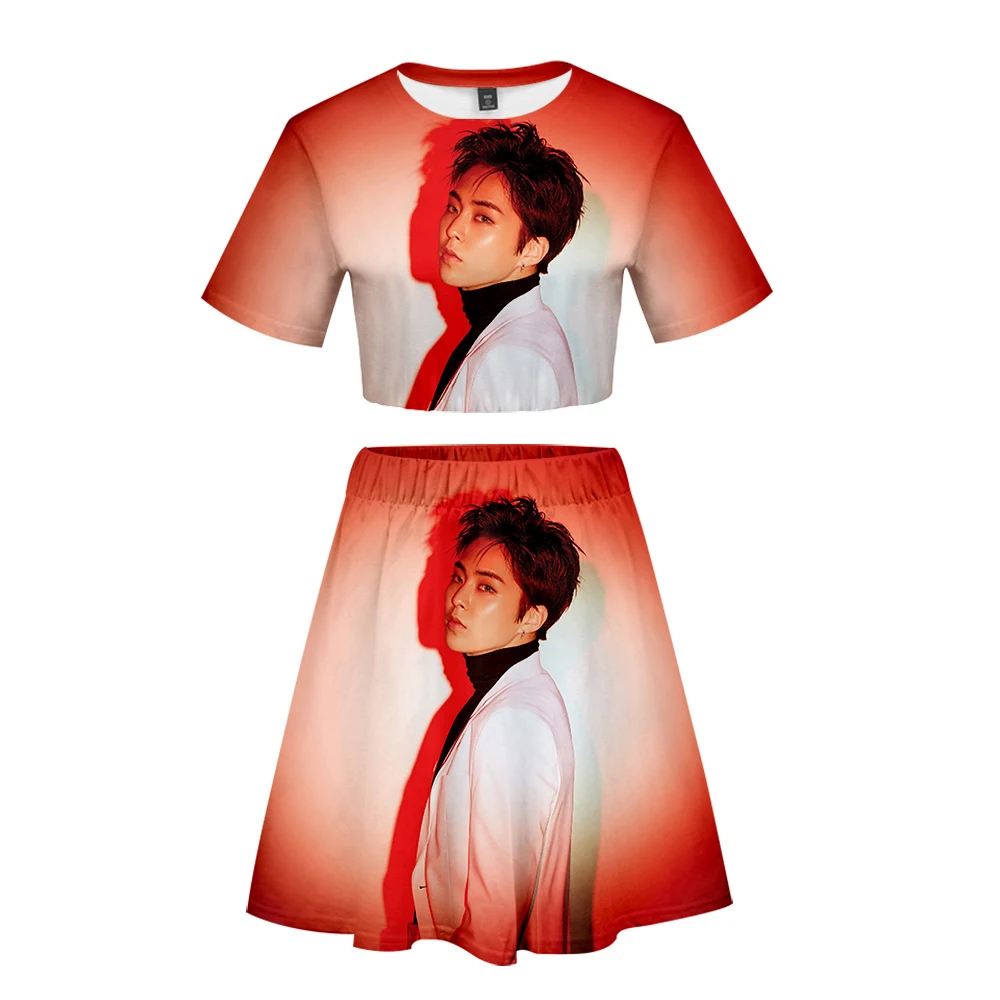 Комплект EXO love shot из двух предметов футболка с коротким рукавом и короткая юбка до