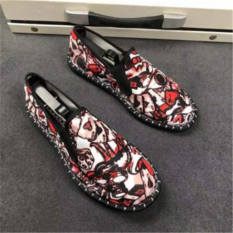 Повседневные разноцветные мужские туфли без шнуровки с круглым носком на весну и