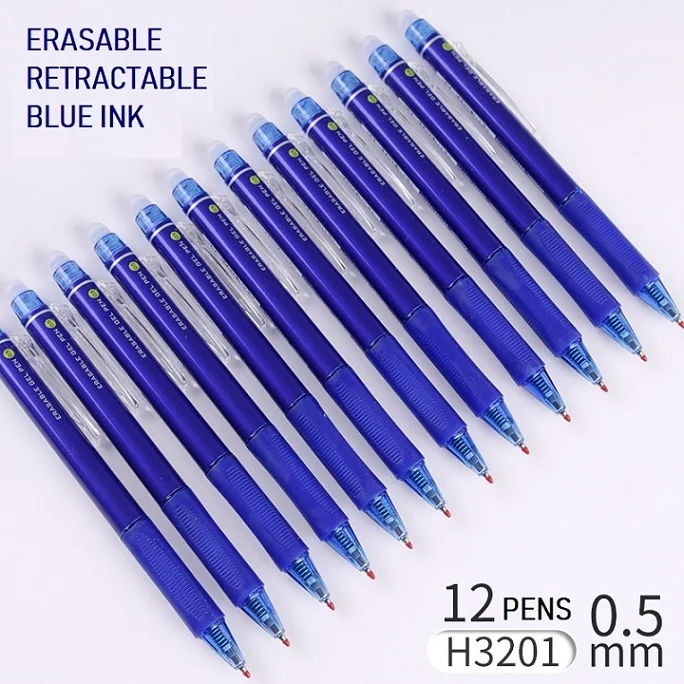 12pcs Blue M& G Выдвижная стираемая ручка 0,5 мм стираемая гелевая чернильная Заправка для ручек ручка записывает стирает синий теплопередача vanish ручка pilot frixion - Цвет: 12pcs Blue