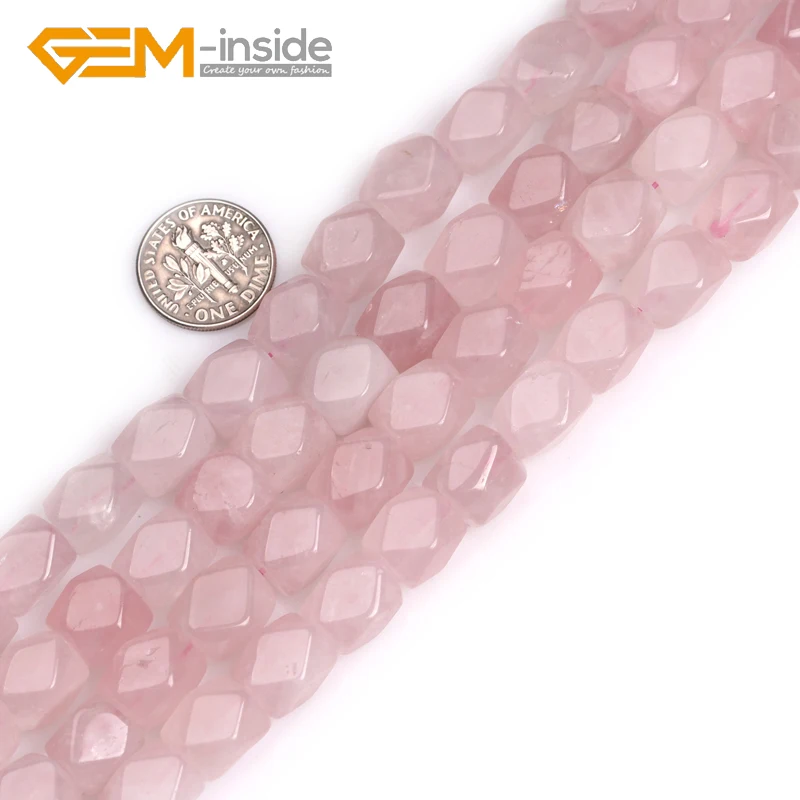 Бусины кварцевые в розовую кварту 9 х11 мм с фианитом|beads natural|loose beadsstone beads |