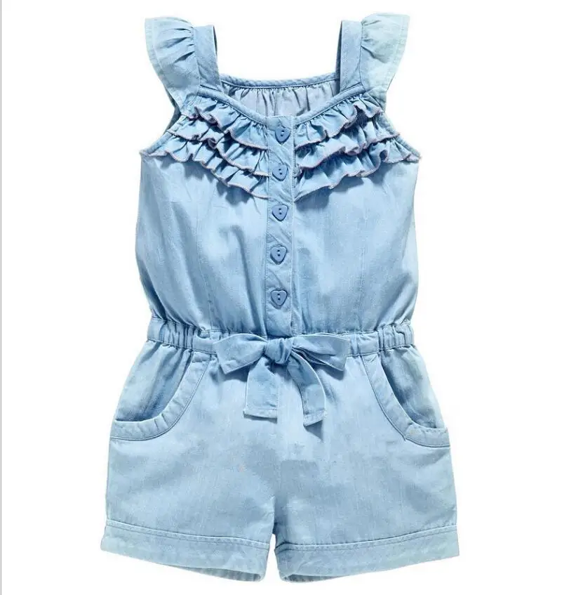 Новинка 2018 летняя одежда для маленьких девочек джинсовый комбинезон синие