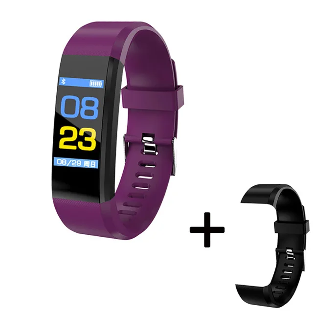 115 Purple add Strap Фитнес Браслет браслет здоровья для измерения артериального давления монитор сердечного ритма фитнес-трекер Смарт-браслет, шагомер браслет pk mi band 4 fitbits miband 3 браслет здоровья умный браслет - Цвет: 115 Purple add Strap