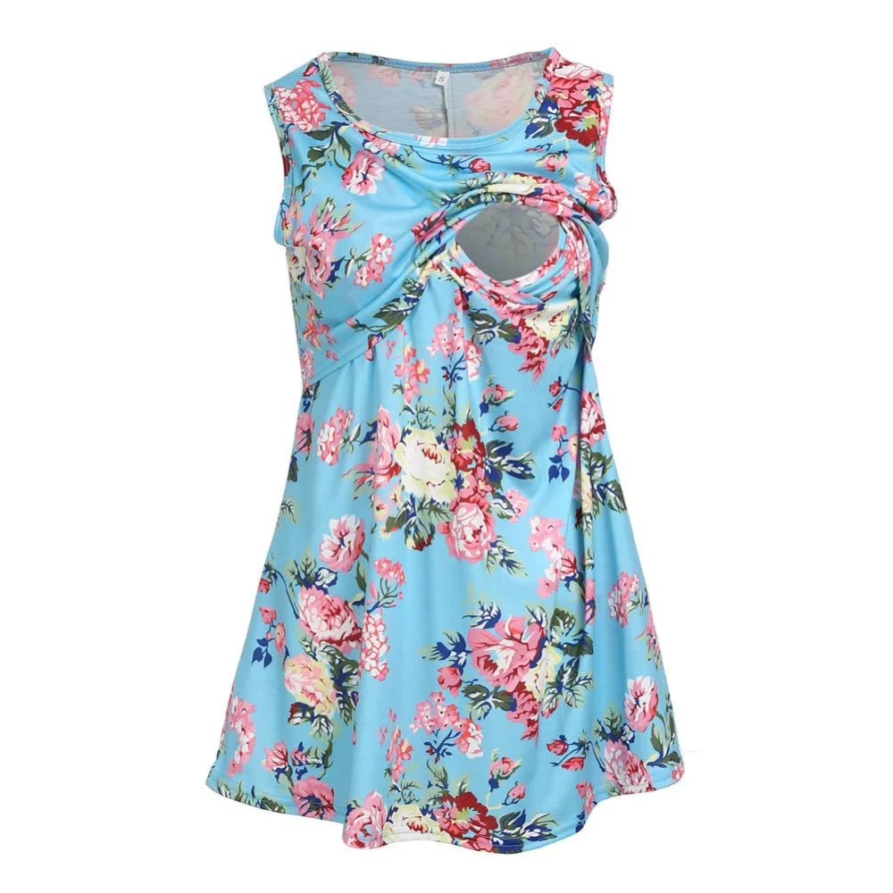

Pregnant Clothe Women Sleeveless Maternity Breastfeeding and Nursing Tank top Cami Vest Floral Flare Tee Sleeveless Nursing Shit