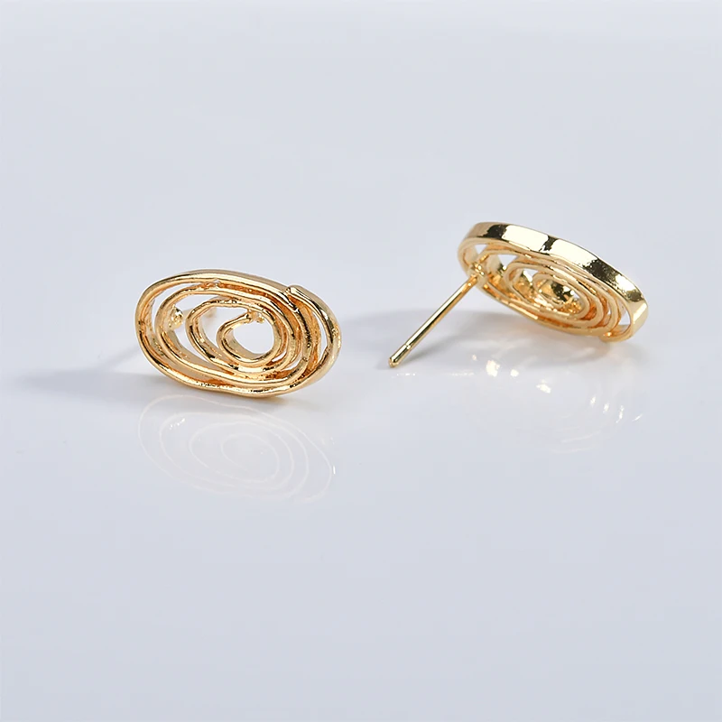 S925 Silver needle copper plating 18k gold imitation beaded zircon triangle shaped ear DIY earrings jewelry material | Украшения и