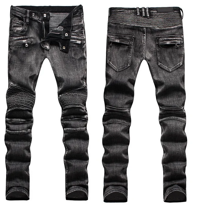 NWT BP Men's Stylish Fashion Stretch Slim Acid Black Washed Biker Jeans Size 28-38 (#1427) | Мужская одежда