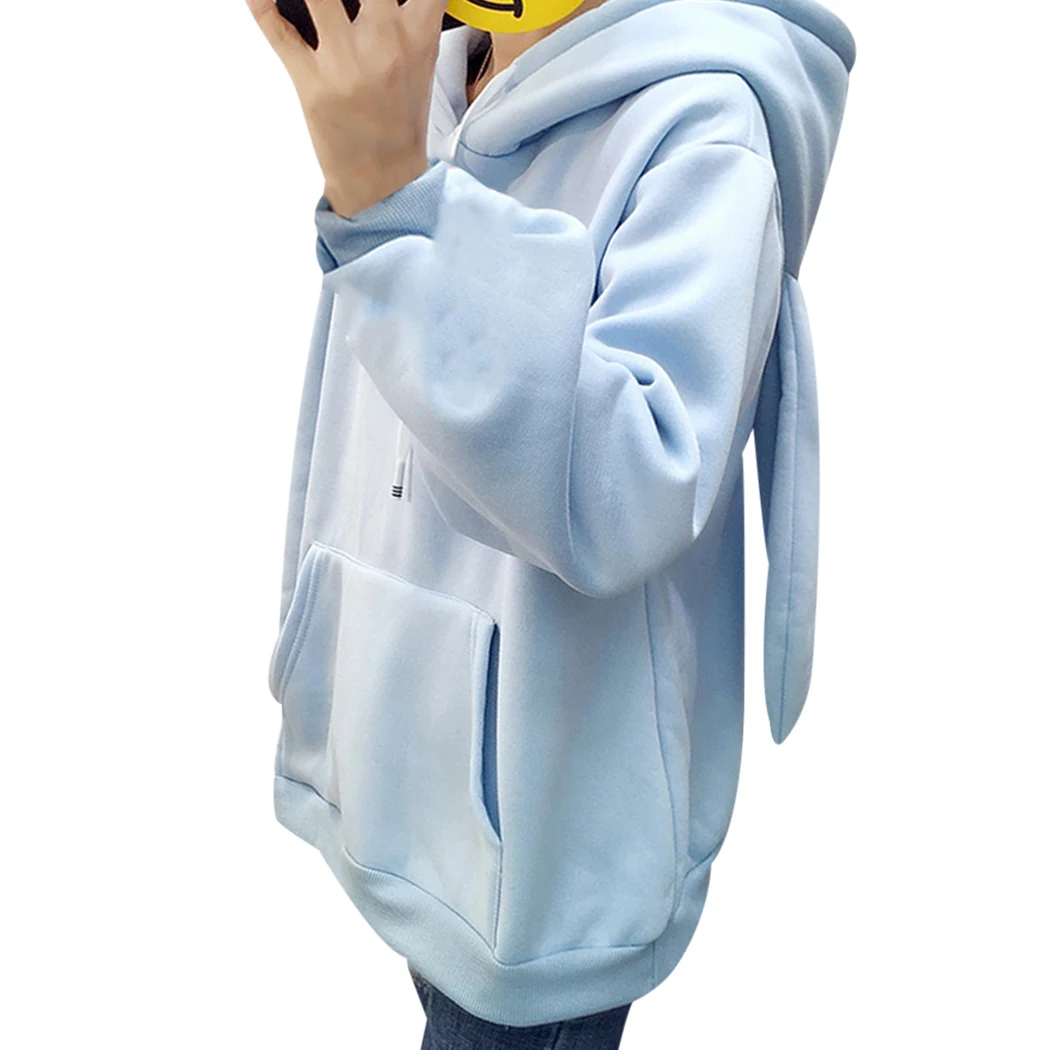 Женские толстовки с милыми заячьими ушками флисовый свитер вышивкой из