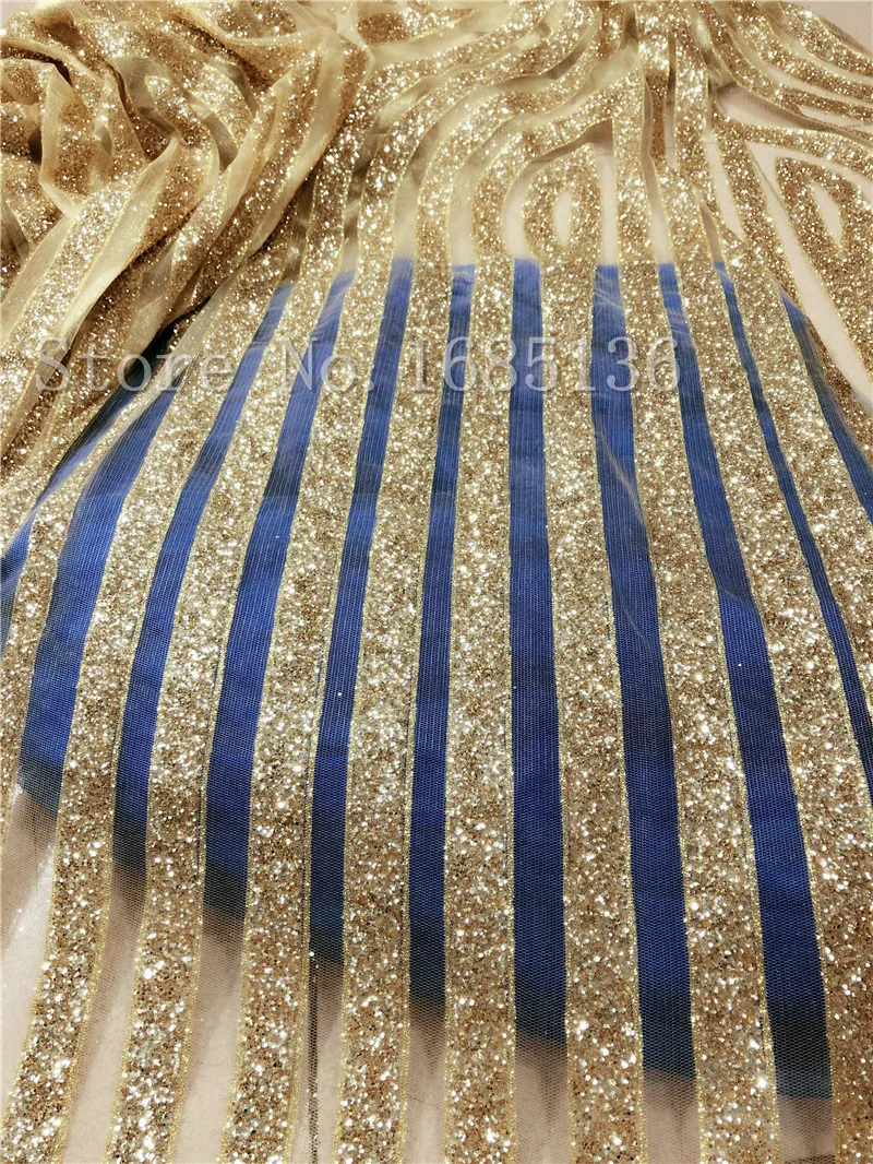 Good looking design African glitter french Net Lace gold glued Tulle Fabric for sexy dress | Дом и сад