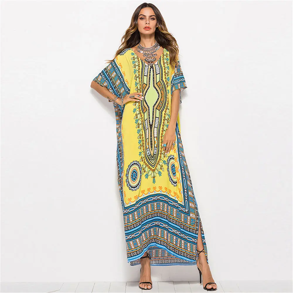 

Beach Dress Cape Robe Women Dress Robe Print Beach dress Large size casual fashion dress