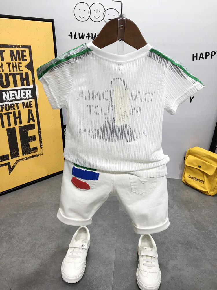 Летняя повседневная одежда для маленьких мальчиков комплекты одежды детей с