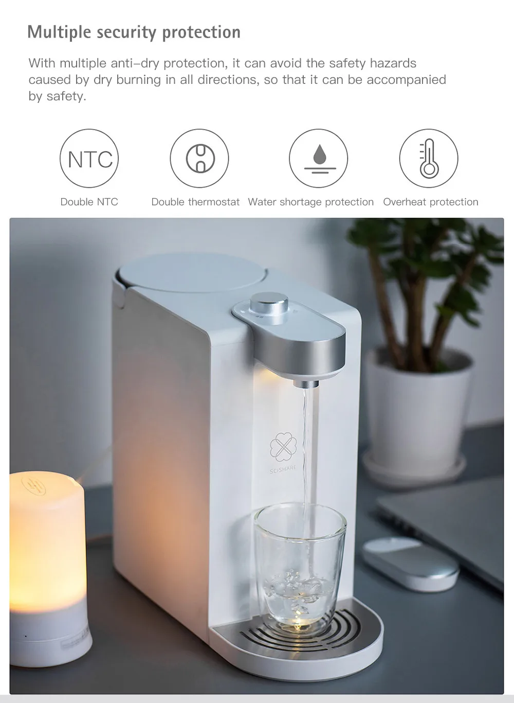 Xiaomi Youpin умный Разогревающий диспенсер для воды горячая вода 3 секунды мгновенный 1800 мл емкость диспенсер для воды для дома и офиса