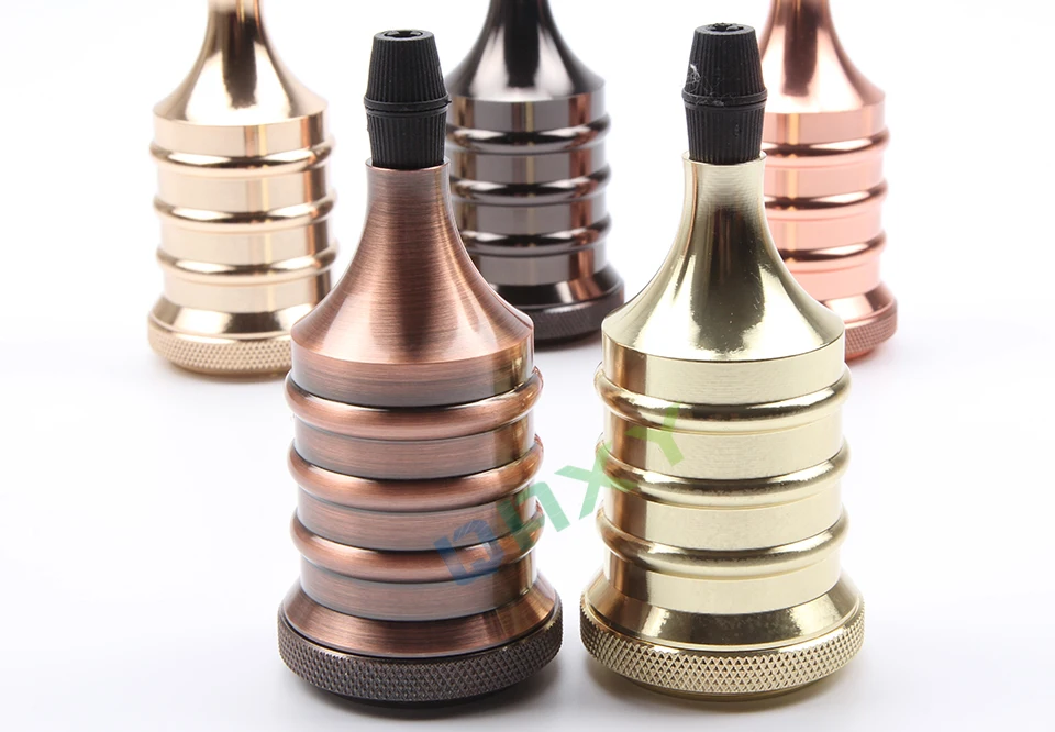 E27 110V-240V Vintage Edison Lamp Base Pendant Light Socket Screw Bulb Base Golden Copper Black Metal Alloy Light Socket[F1558]