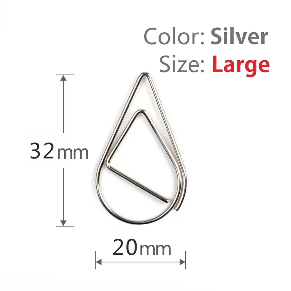 Silver L 10 шт./партия металлические капельные скрепки для бумаги необычной формы золотого и серебристого цвета Kawaii закладка для офиса и школы маркировка канцелярских принадлежностей зажимы - Цвет: Silver L
