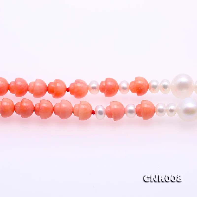 

JYX Charm 6.5mm Pink Coral Opera Necklace Long Single Tassel Necklace Elegant Gemstone Women Mother's Jewelry 34" Handmade