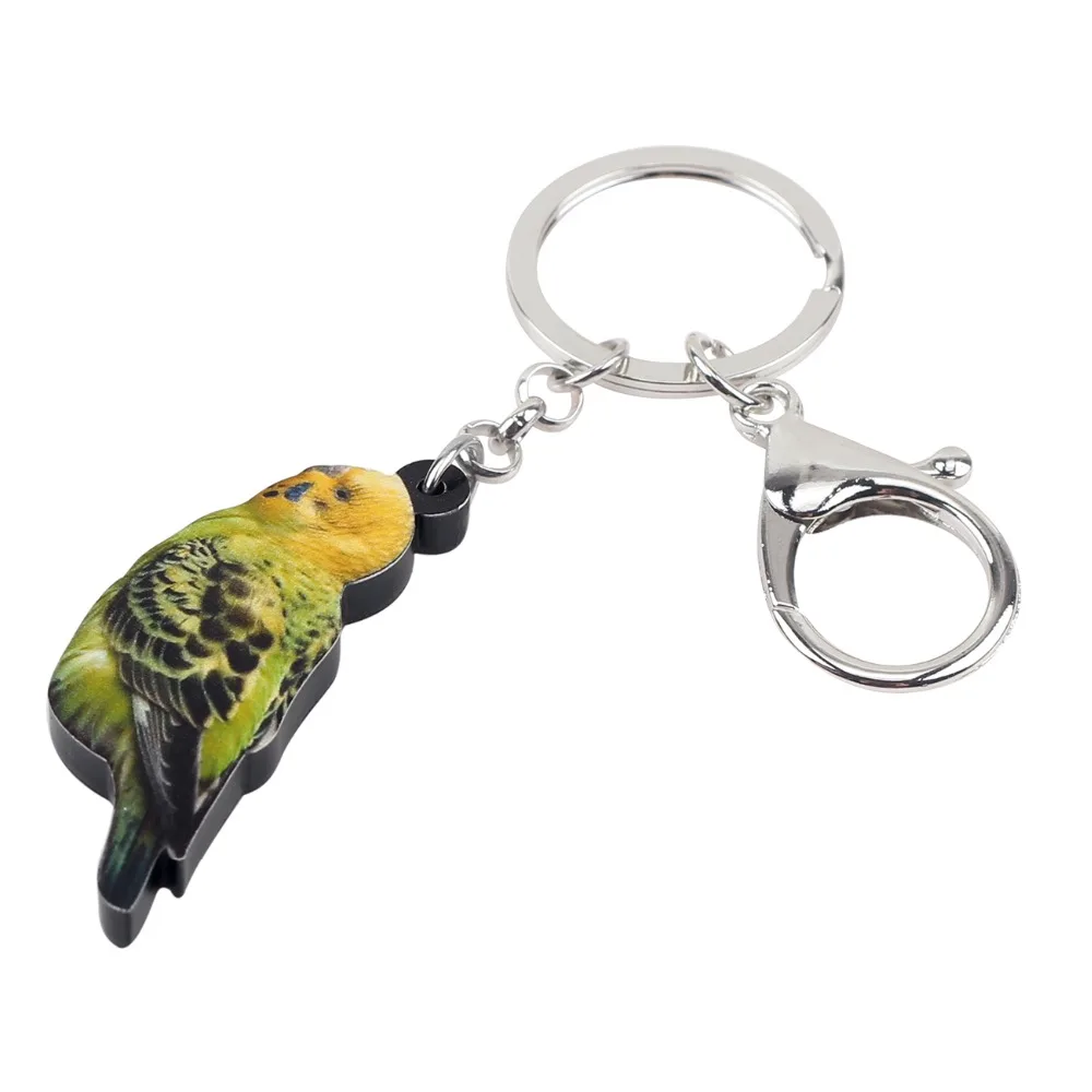 Bonsny акриловые Budgerigar попугай птица брелок кольцо Уникальный животных Ювелирные изделия для женщин обувь девочек Сумка