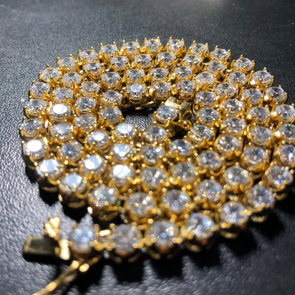 Нержавеющая сталь PVD покрытие AAA CZ теннисные цепочки ожерелье Iced Out круглый 4/6 мм кубический цирконий одна застежка модные ювелирные изделия - Окраска металла: gold(real picture)