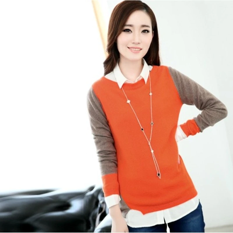 2018 осенне-зимний Новый Модный женский кашемировый свитер с длинными рукавами и