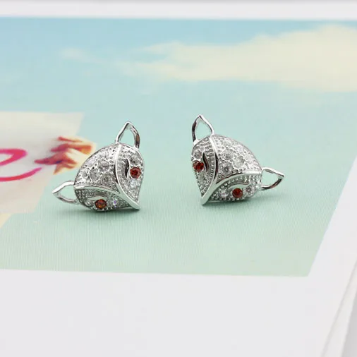 

Women Cute CZ Fox Jewelry 925 Sterling Silver Earring Exquisite Ladies Stud Earrings Gift for Girlfriend Free Shipping