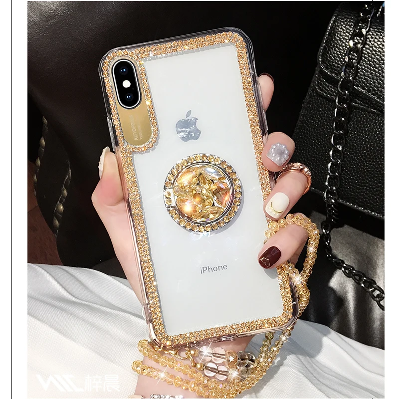Роскошный блестящий чехол с кольцом для Samsung Galaxy S10 Plus S10e S8 S9 Note 9 10 8 S20 со стразами и
