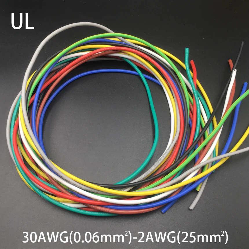 15AWG 1.5mm2 600V 200C 0 08 мм UL упаковочная Луженая Медь силиконового резинов изоляция