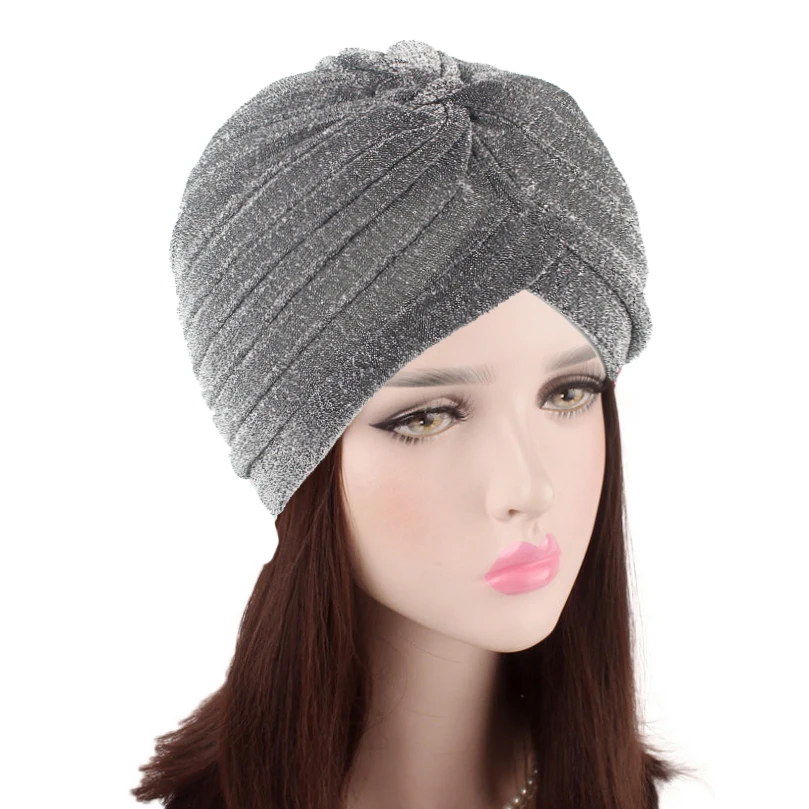 Vintage Glitter Turban for Women Headband Hair Accessories Headwear Fashion Woman Cotton Wrap Turbans Hat Cap Lady 2019| |
