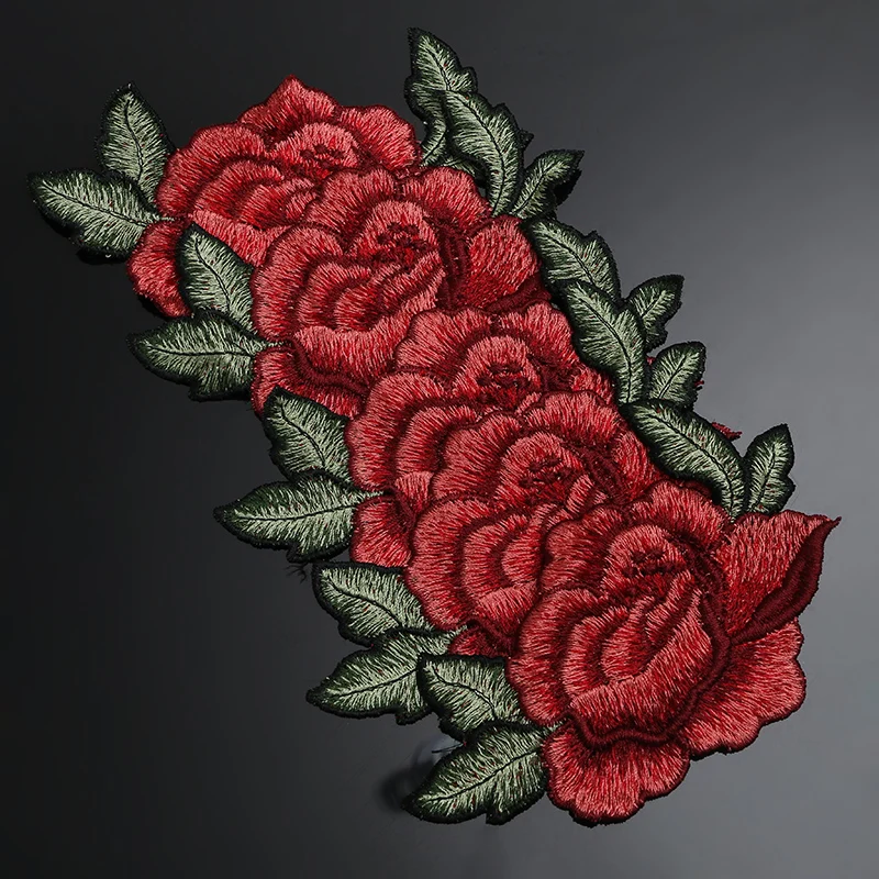 4 шт. нашивки с вышивкой в виде Розы|sew on patches|sew flowersembroidery flower |