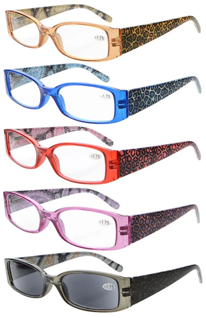 5 pcs Mix color R040A Eyekepper 5-Pack весенние петли Тигр узорчатые дужки очки для чтения включает солнцезащитные очки женщин+ 0,50-+ 4,00 - Цвет оправы: 5 pcs Mix color