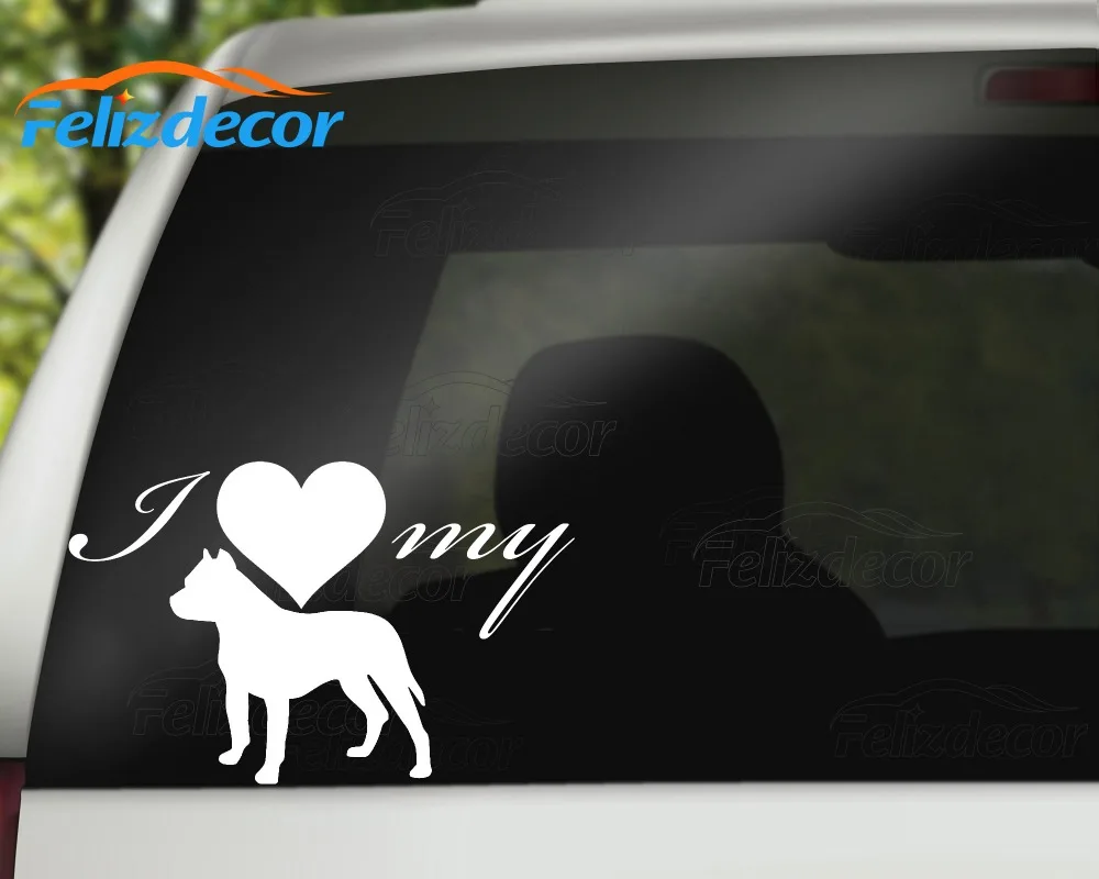 I Love My Pitbull Собака сердце виниловые животные автомобильные наклейки