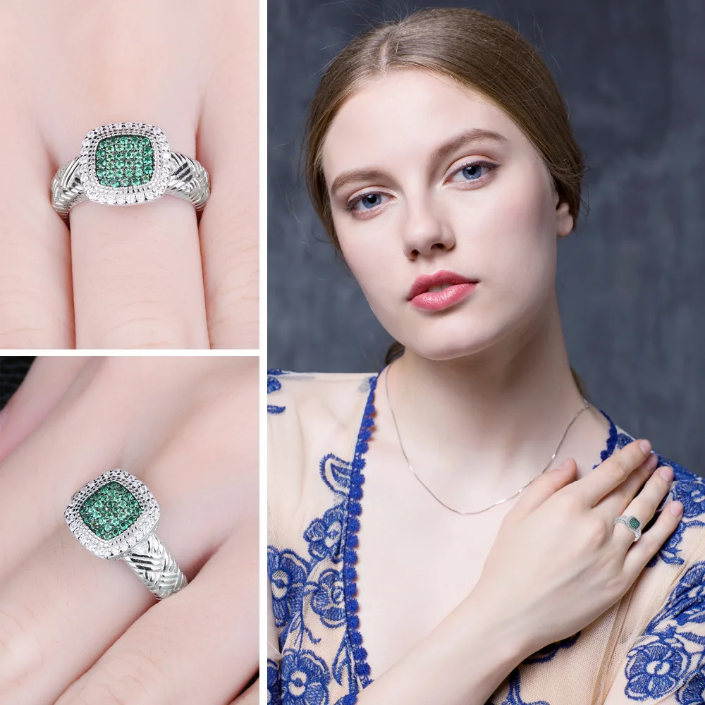 JewelryPalace круглый создана изумрудов коктейльное кольцо Твердые стерлингового