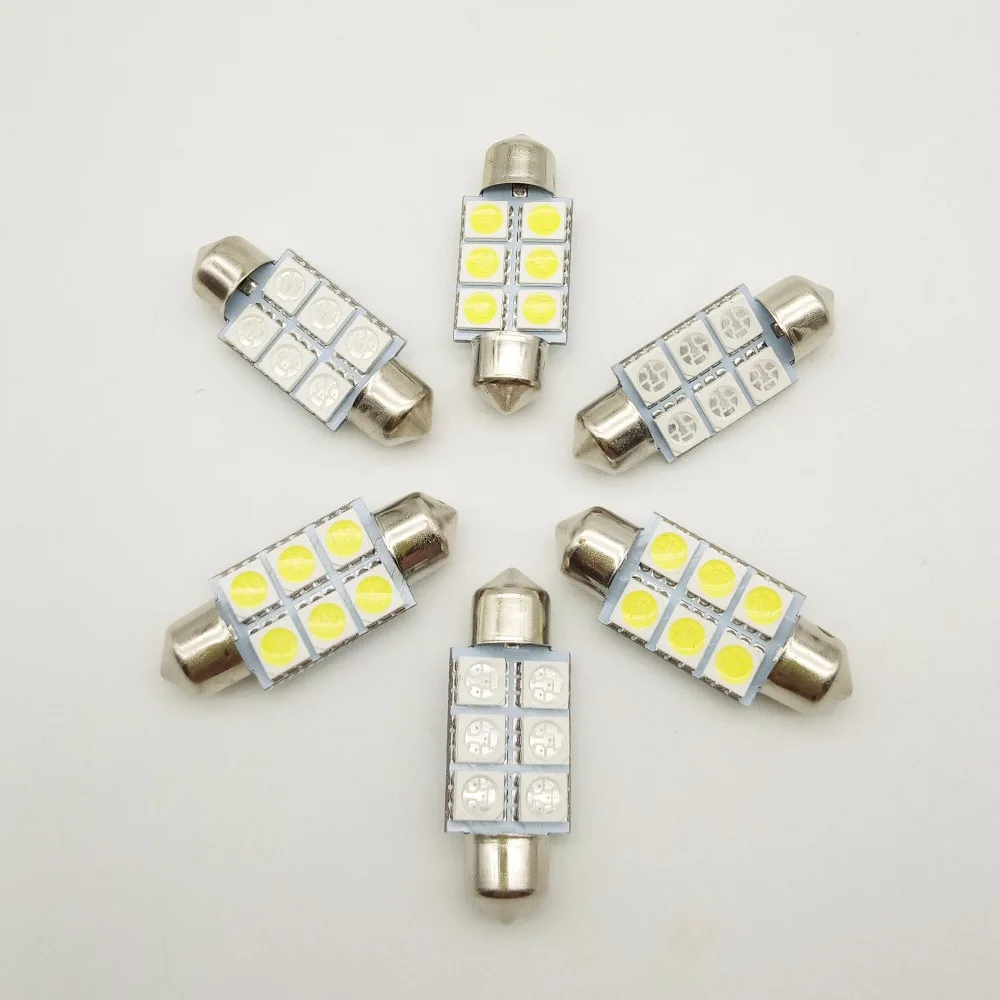 50x Гирлянда 5050 6SMD 31/36/39/41 мм Автомобильный светодиодный светильник 24 в 12 В теплый