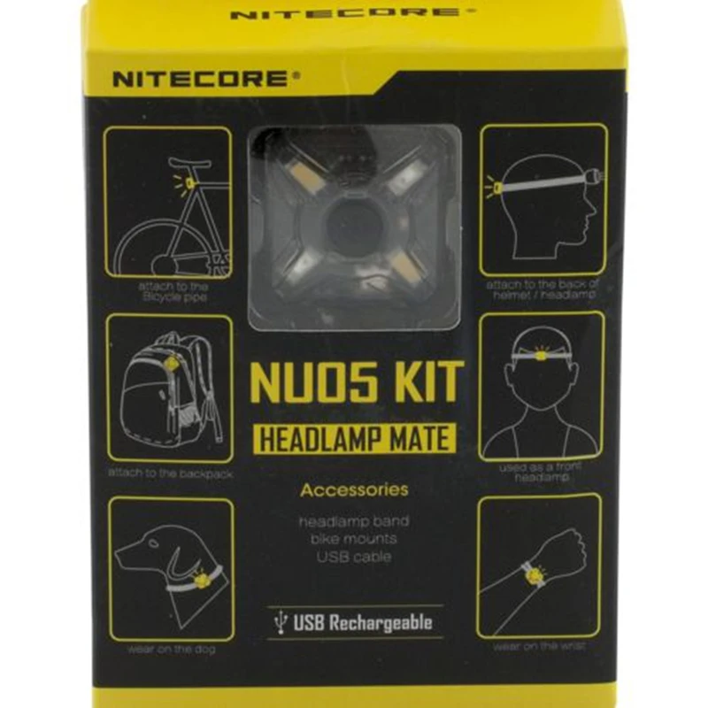 NITECORE outdoorheadlight USB Перезаряжаемый NU05 комплект 35 люмен белый/красный свет Высокая