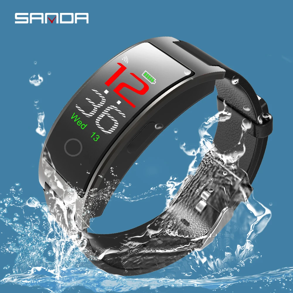 SANDA Smartwatch для мужчин и женщин Bluetooth монитор сердечного ритма браслет кровяное