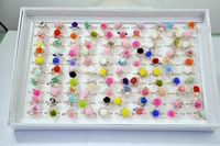 100pcs new fashion cute resin flowers women girls ring feminine jewelry lots bulks lr4065
