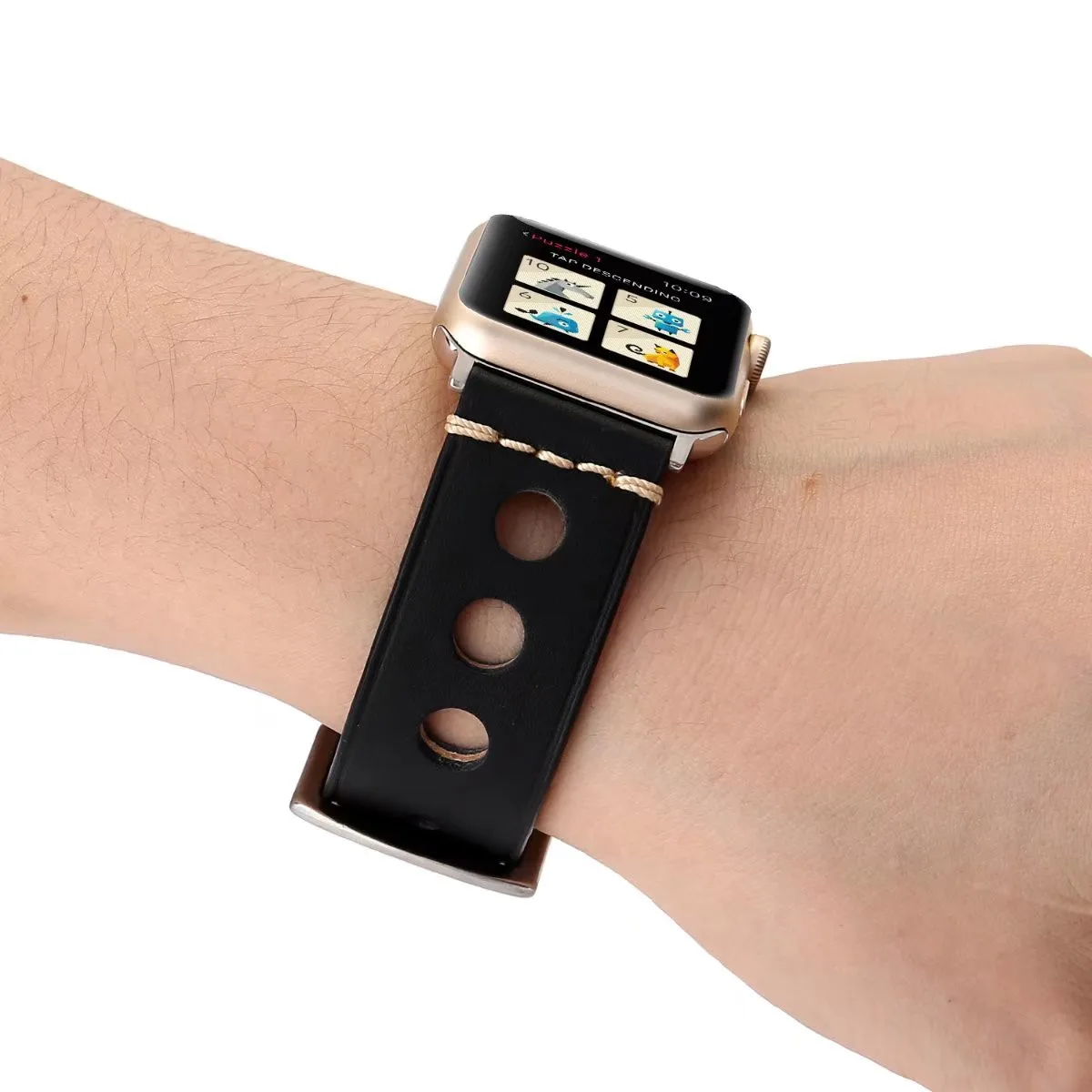 Ретро ремешок из натуральной кожи для Apple Watch Series 3 2 1 Band iWatch круглые браслеты с