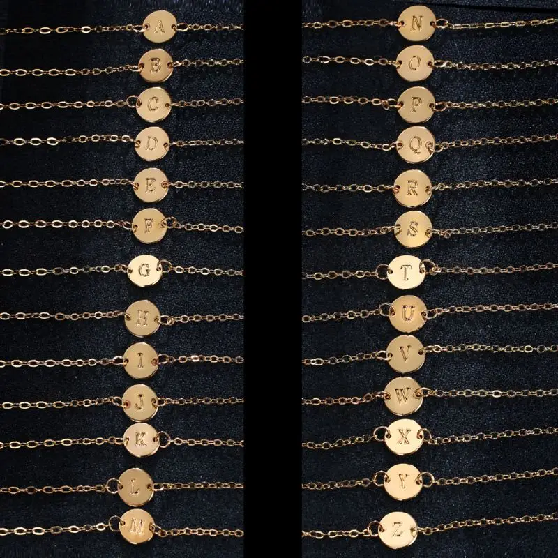 JAVRICK Alphabet Letter Initial Disc Bracelet Gold A to Z Friendship Gifts | Украшения и аксессуары