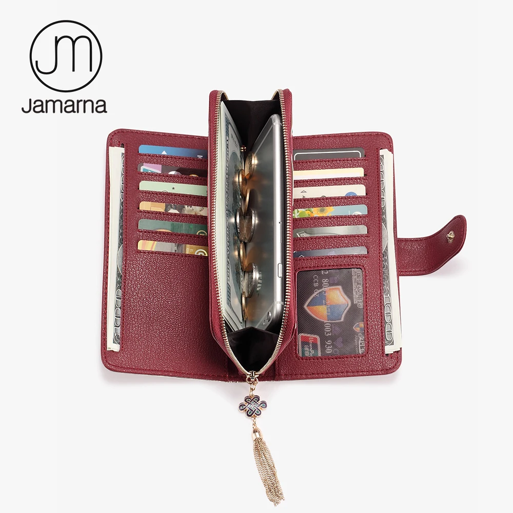 Jamarna кошелек из натуральной кожи для женщин Мягкий овчина клатч портмоне длинный