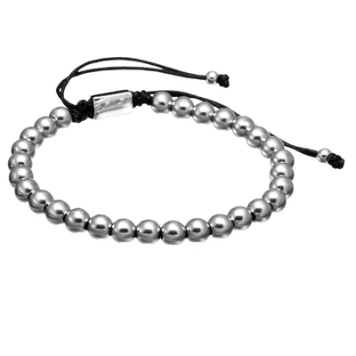 silver Mcllroy мужские браслеты, круглые бусины и 8 мм Micro Pave черные CZ бусины Micro Pave кубического циркония плетение Макраме Браслеты - Окраска металла: silver